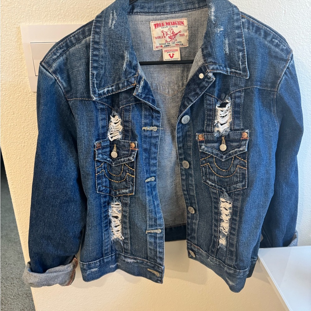 True Religion Distressed Denim Jacket